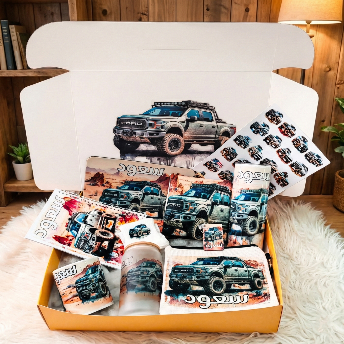 Ford F-150 Raptor Box – Custom Name | Includes Notebook, Tumbler, Mug, Pouch & More