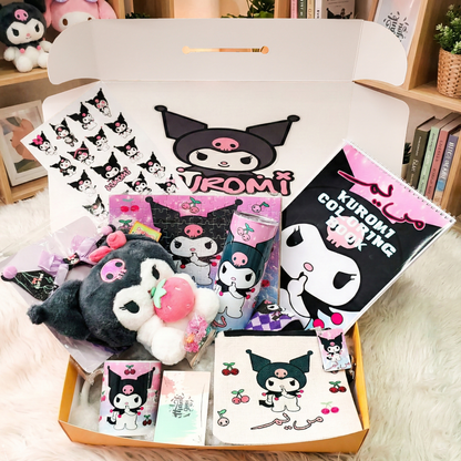 Kuromi Cheeky Chic Box – Custom Name | Includes Plush, Puzzle, Coloring Book & Drinkware Set & More