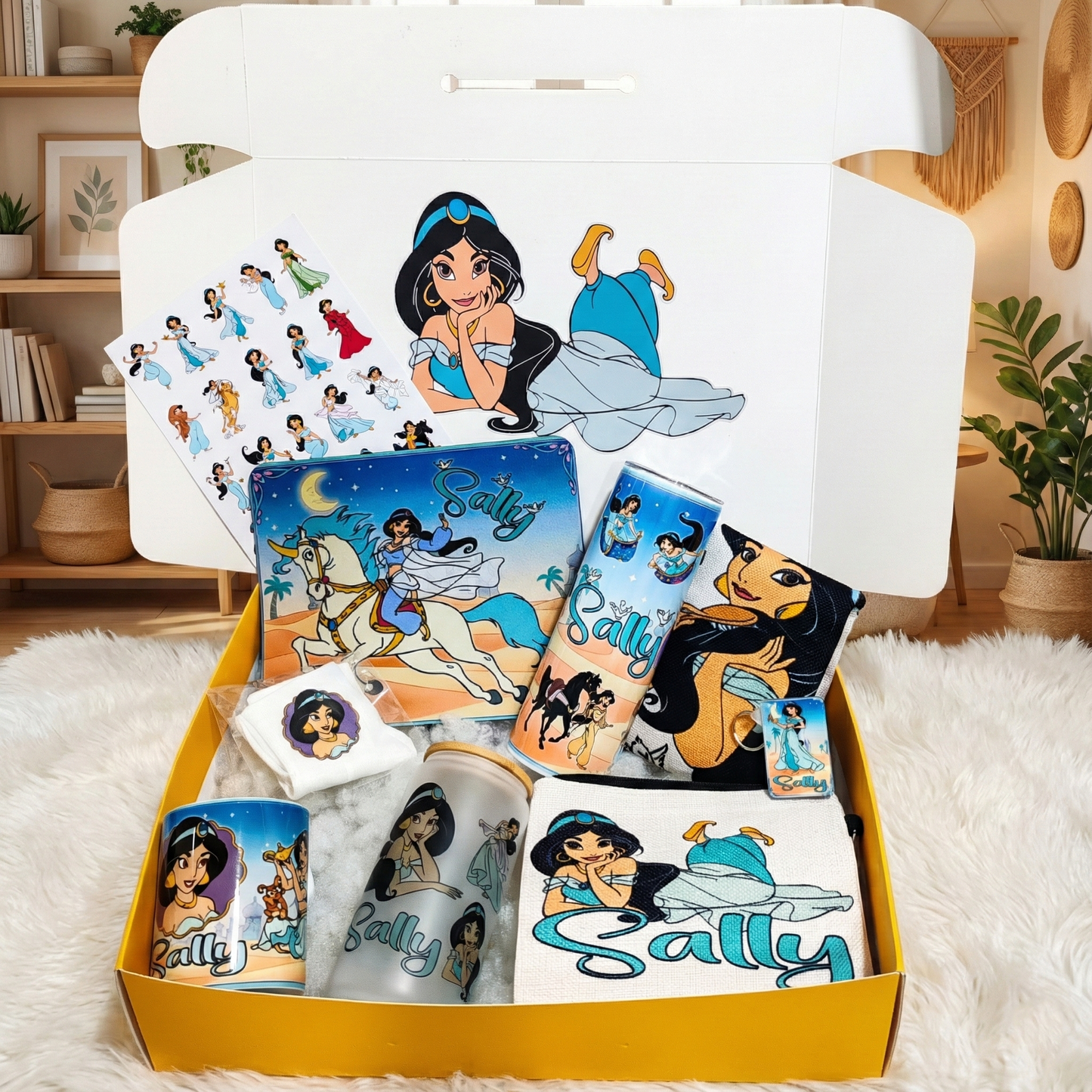 Jasmine Arabian Nights Box – Custom Name | Includes Mouse Pad, Tote Bag, Pouch & Drinkware Set & More