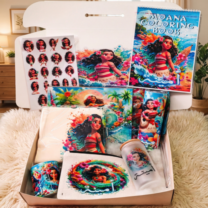Moana Wayfinder Box – Custom Name | Includes Coloring Book, Puzzle, Tote Bag & Drinkware Set & More