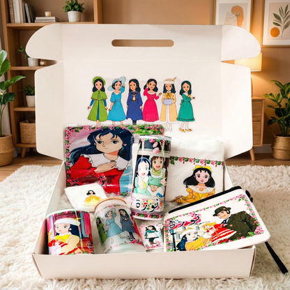 Princess Sarah Nostalgia Box – Custom Name | Includes Notebook, Drinkware Set, Pouch & More