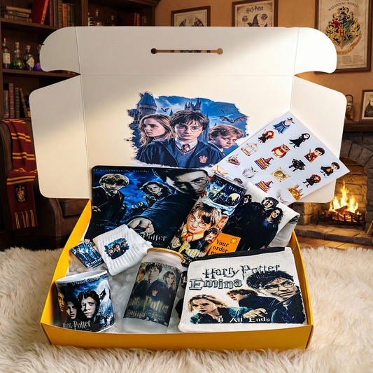 Harry Potter Ultimate Saga Box – Custom Name | Includes Mouse Pad, Drinkware Set, Pouch & More