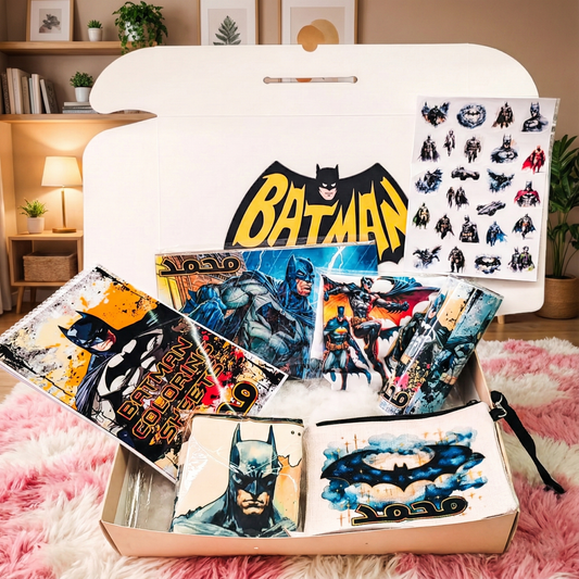 Batman Dark Knight Activity Box – Custom Name | Includes Coloring Book, Mouse Pad, Pouch & More