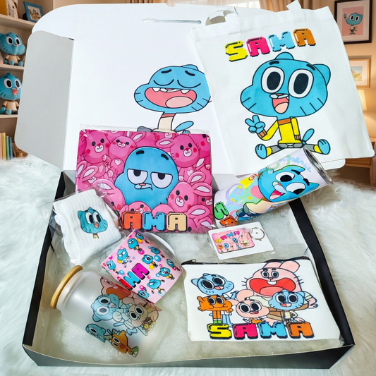 Gumball Amazing World Box – Custom Name | Includes Tote Bag, Mouse Pad, Pouch & Drinkware Set & More