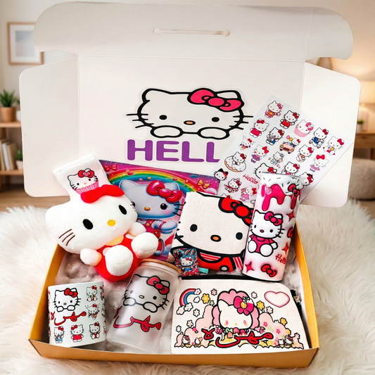 Hello Kitty Mania Box – Custom Name | Includes Plush, Tote Bag, Pouch & Drinkware Set & More