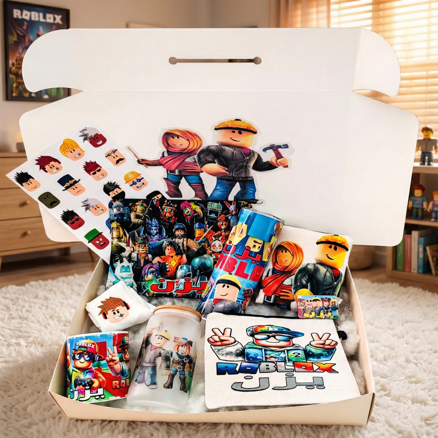 Roblox Gamer Box – Custom Name | Includes Mouse Pad, Tote Bag, Pouch & Drinkware Set & More