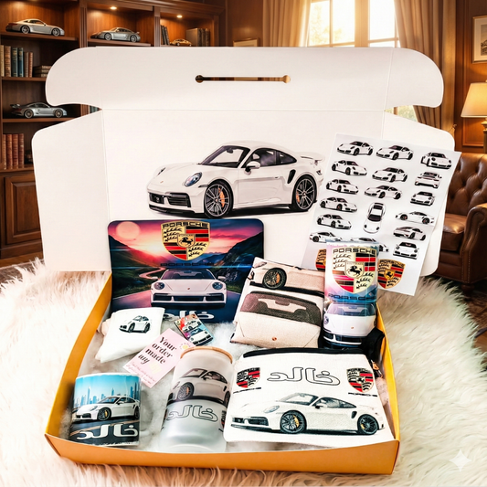 Porsche 911 Legacy Box – Custom Name | Includes Mouse Pad, Drinkware Set, Pouch & More
