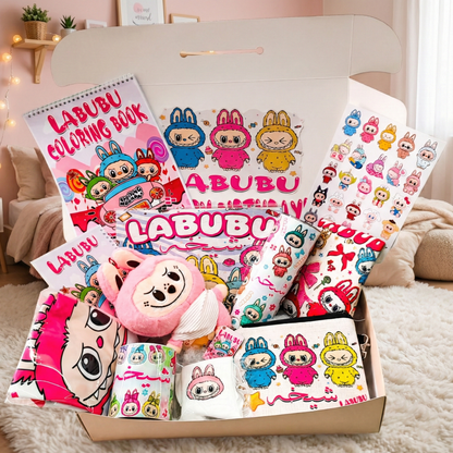 Labubu Ultimate Fan Box – Custom Name | Includes Plush, Coloring Book, Puzzle & Drinkware Set & More