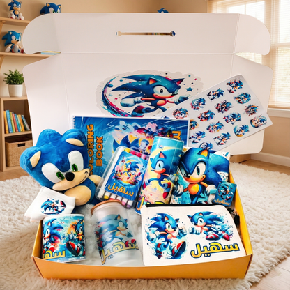Sonic Ultimate Activity Box – Custom Name | Includes Plush, Coloring Book, Markers & Drinkware Set & More