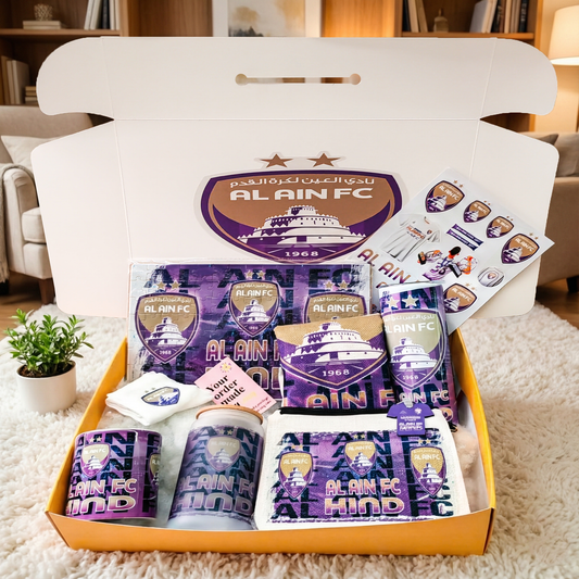 Al Ain FC Fan Box 2 – Custom Name | Includes Tote Bag, Pouch, Puzzle & Drinkware Set & More