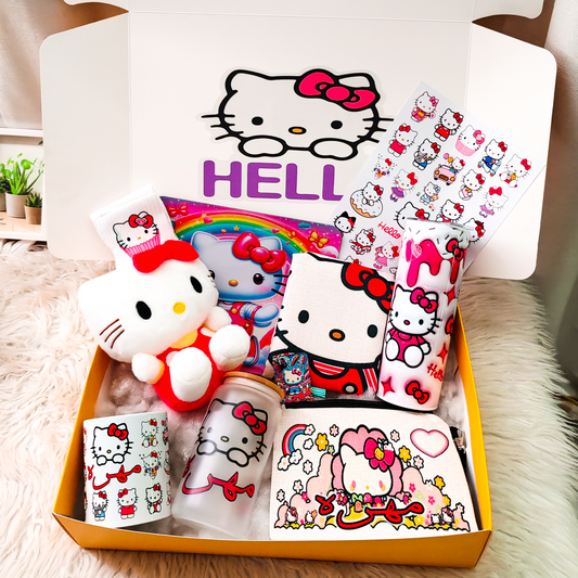 Hello Kitty Mania Box – Custom Name | Includes Plush, Tote Bag, Pouch & Drinkware Set & More
