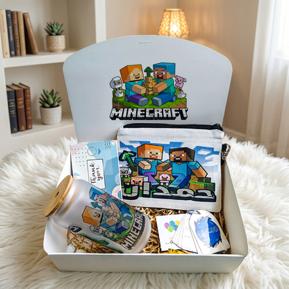 Minecraft Survival Mode Mini Box – Personalized | Includes Frosted Tumbler, Zipper Pouch, Card Set & Gift Cards
