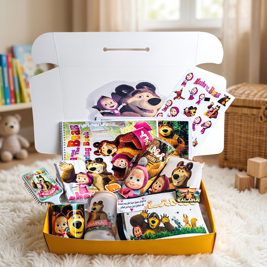 Masha and the Bear Ultimate Fan Box – Custom Name | Includes T-Shirt, Coloring Book, Puzzle & More