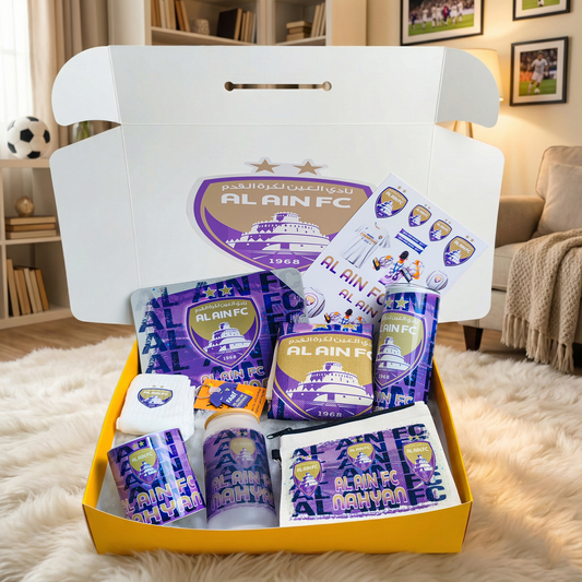 Al Ain FC Fan Box 3 – Custom Name | Includes Tote Bag, Pouch, Mouse Pad & Drinkware Set & More