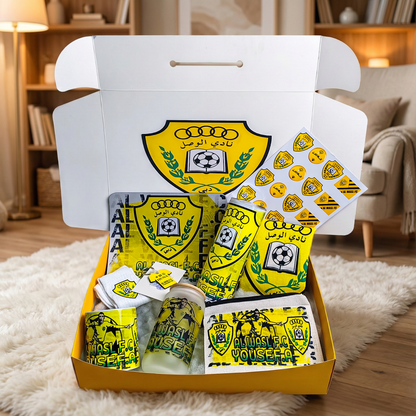 Al Wasl FC Yellow Storm Box – Custom Name | Includes Tumbler, Mug, Pouch, Placemat & More